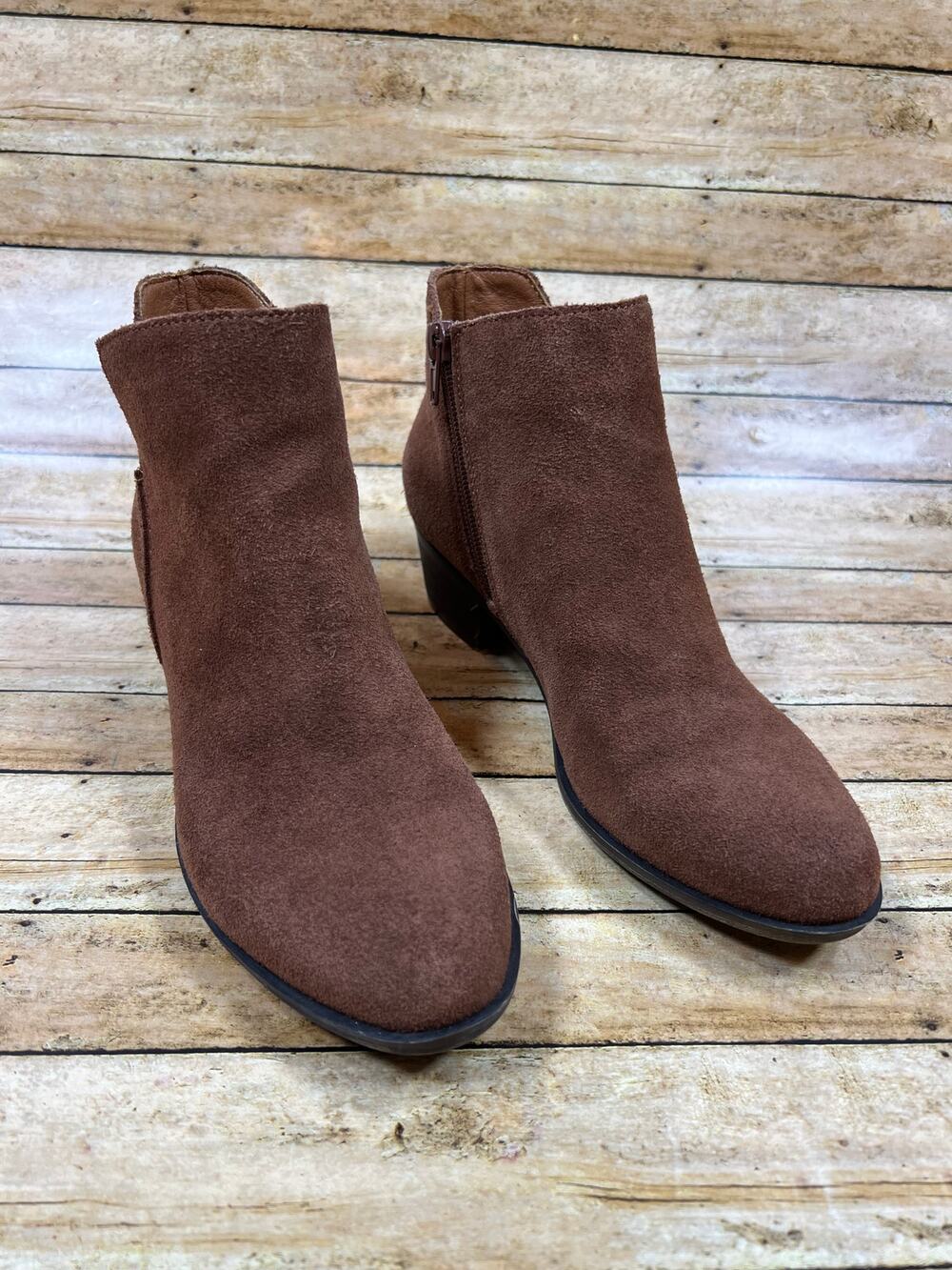 Lucky Brand Banterr Brown Suede Ankle Booties Boots Women's Size 7.5